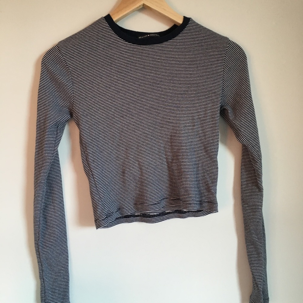 Brandy Melville Cropped Striped Long Sleeve